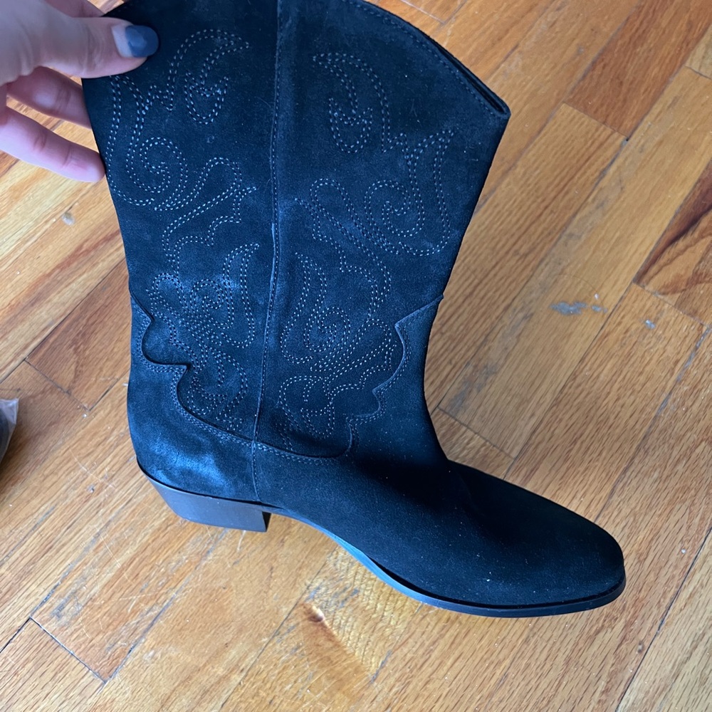 Black Suede Women's Cowboy Boots